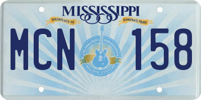 MS license plate MCN158