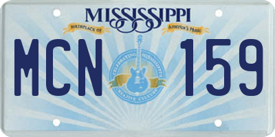 MS license plate MCN159