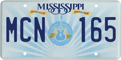 MS license plate MCN165