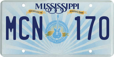 MS license plate MCN170