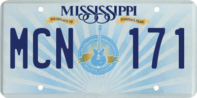 MS license plate MCN171