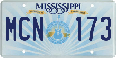 MS license plate MCN173