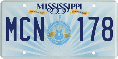 MS license plate MCN178