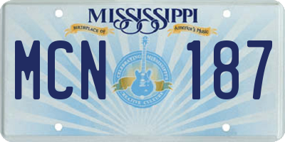 MS license plate MCN187