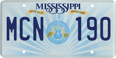 MS license plate MCN190