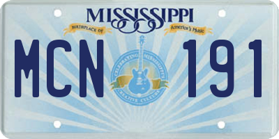 MS license plate MCN191