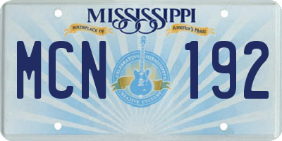 MS license plate MCN192
