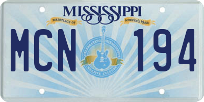 MS license plate MCN194