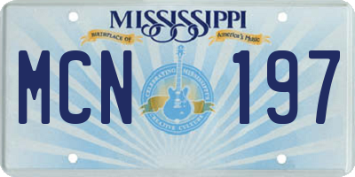 MS license plate MCN197