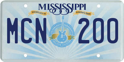 MS license plate MCN200