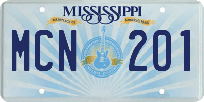 MS license plate MCN201