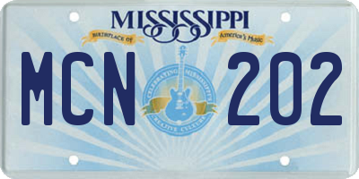 MS license plate MCN202