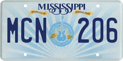 MS license plate MCN206