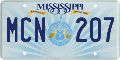 MS license plate MCN207