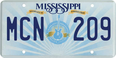 MS license plate MCN209
