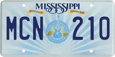 MS license plate MCN210