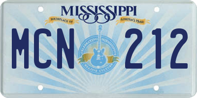 MS license plate MCN212