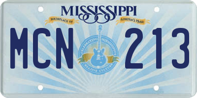 MS license plate MCN213