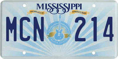 MS license plate MCN214