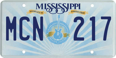 MS license plate MCN217
