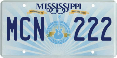 MS license plate MCN222