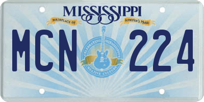 MS license plate MCN224