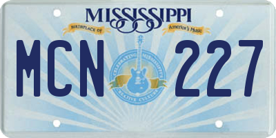 MS license plate MCN227