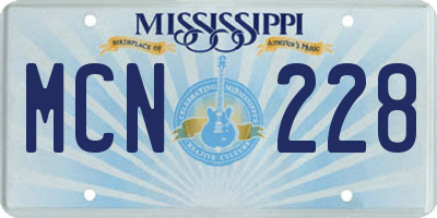 MS license plate MCN228