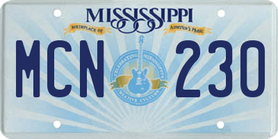 MS license plate MCN230