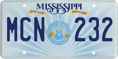 MS license plate MCN232