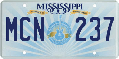 MS license plate MCN237