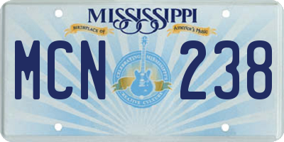 MS license plate MCN238
