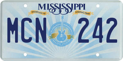 MS license plate MCN242