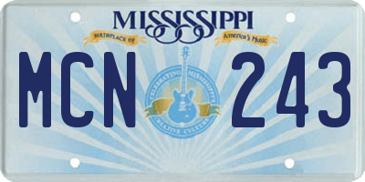 MS license plate MCN243