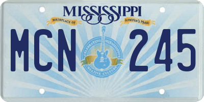 MS license plate MCN245