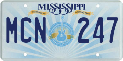 MS license plate MCN247