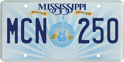 MS license plate MCN250