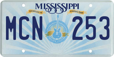 MS license plate MCN253