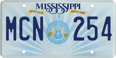 MS license plate MCN254