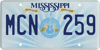 MS license plate MCN259