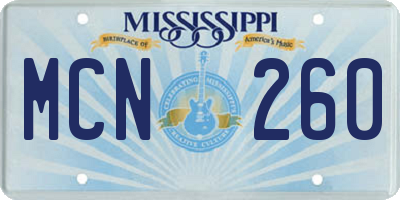 MS license plate MCN260