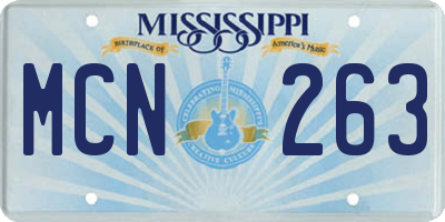 MS license plate MCN263