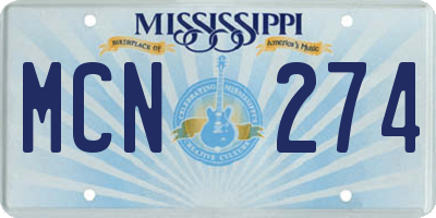MS license plate MCN274