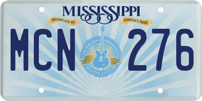 MS license plate MCN276