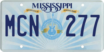 MS license plate MCN277