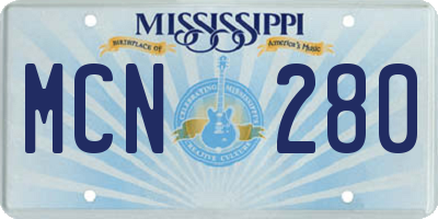 MS license plate MCN280
