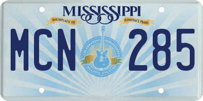 MS license plate MCN285