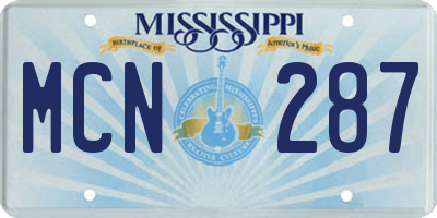 MS license plate MCN287