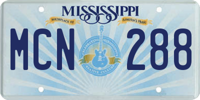MS license plate MCN288