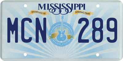 MS license plate MCN289